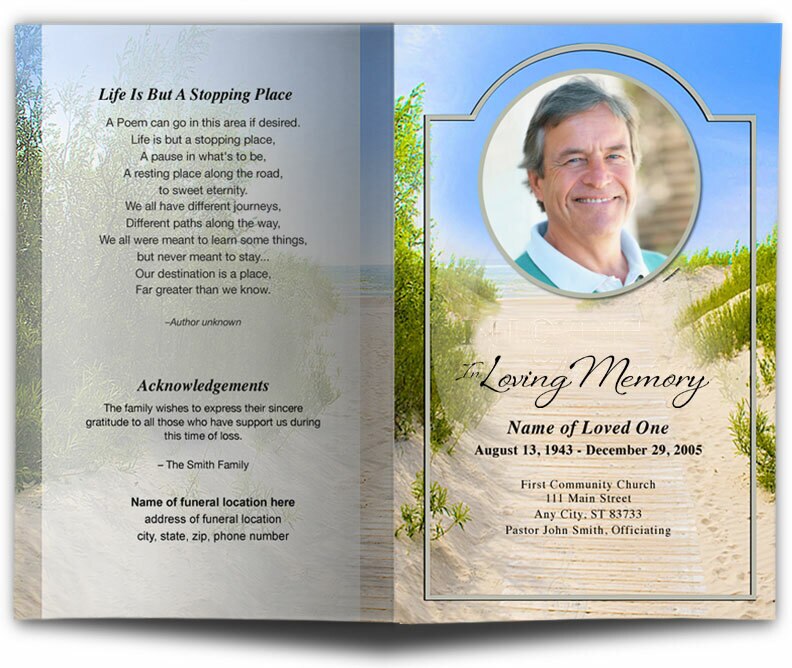 Sandunes Funeral Program Template.