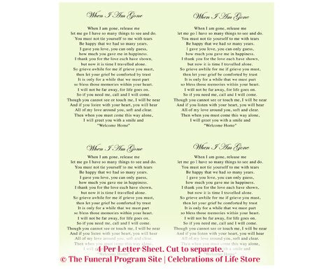 Daffodils Small Memorial Card Template.