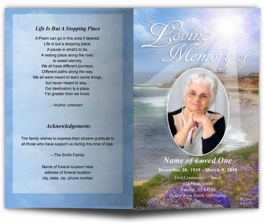 Seascape Funeral Program Template.