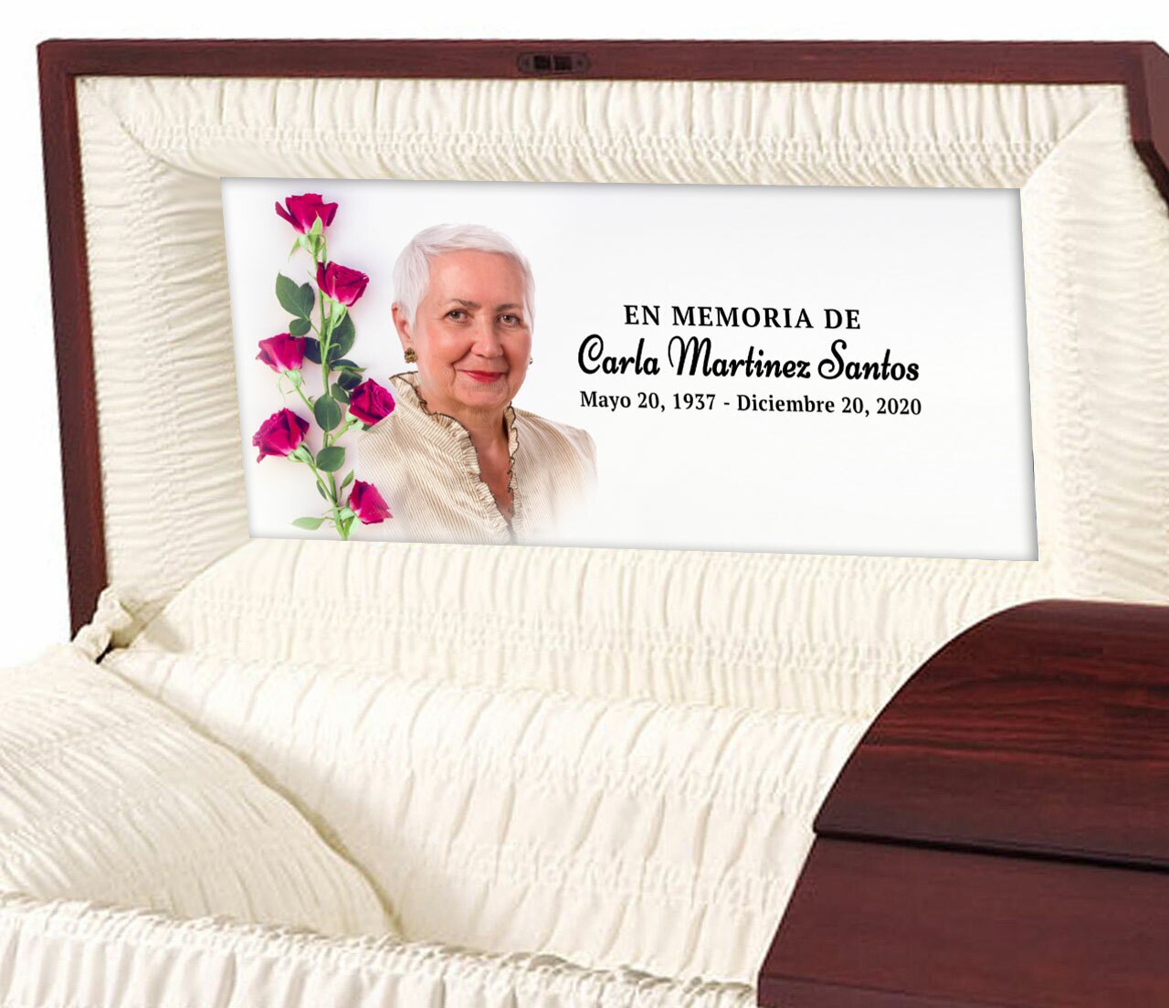 Custom Casket Panel Insert - Red Roses Design.