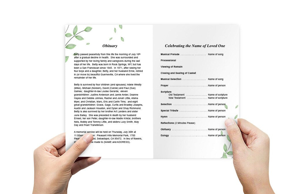 Fallen Leaf Funeral Program Template.