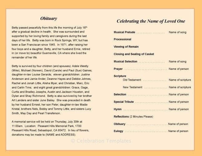 Decolores Funeral Program Template.