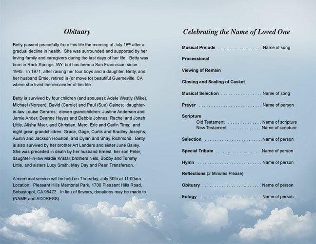 Morningstar Funeral Program Template.