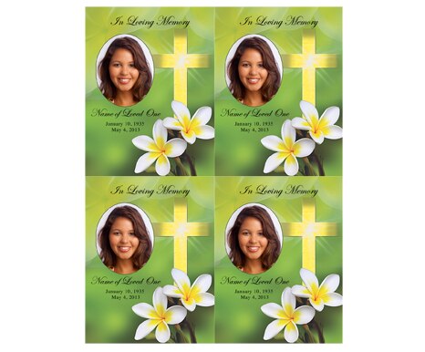 Plumeria Small Memorial Card Template.