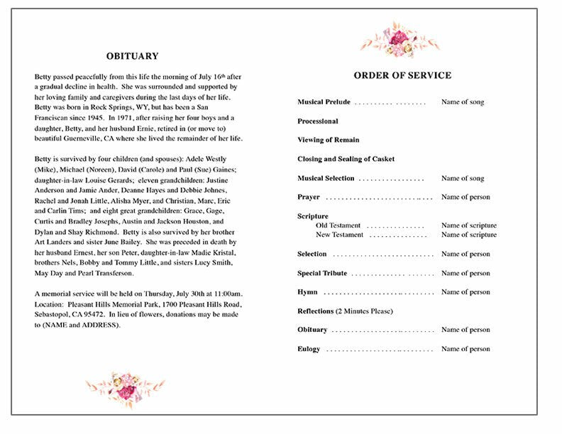 Crystal Watercolor Funeral Program Template.