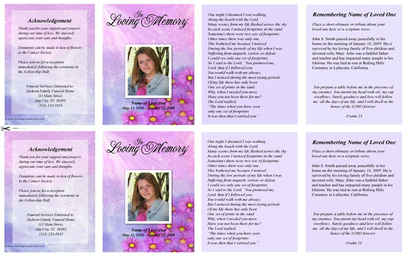 Sparkle Small Memorial Card Template.