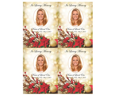 Ponsietta Small Memorial Card Template.