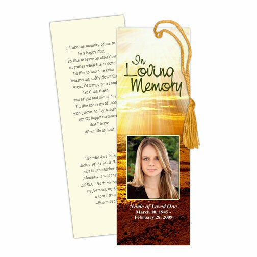 Shine Memorial Bookmark Template.