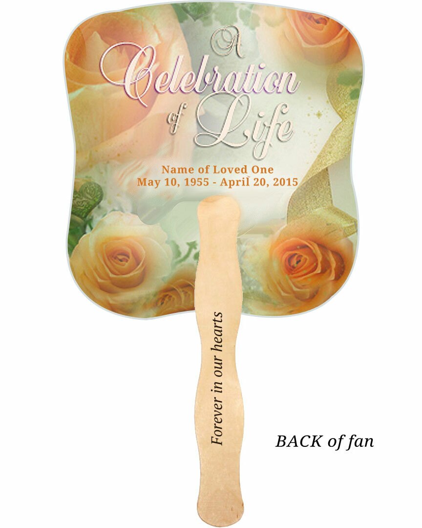 Rejoice Cardstock Memorial Fan With Wooden Handle (Pack of 10).