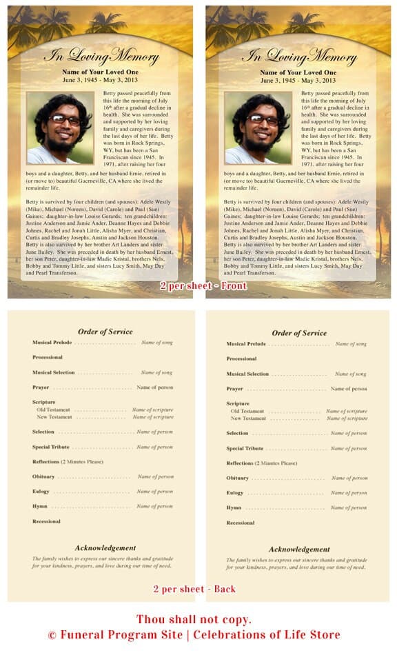 Island Funeral Flyer Template.