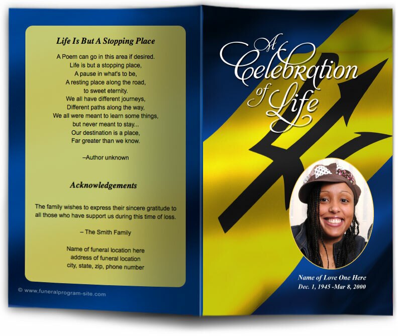 Barbados Funeral Program Template.