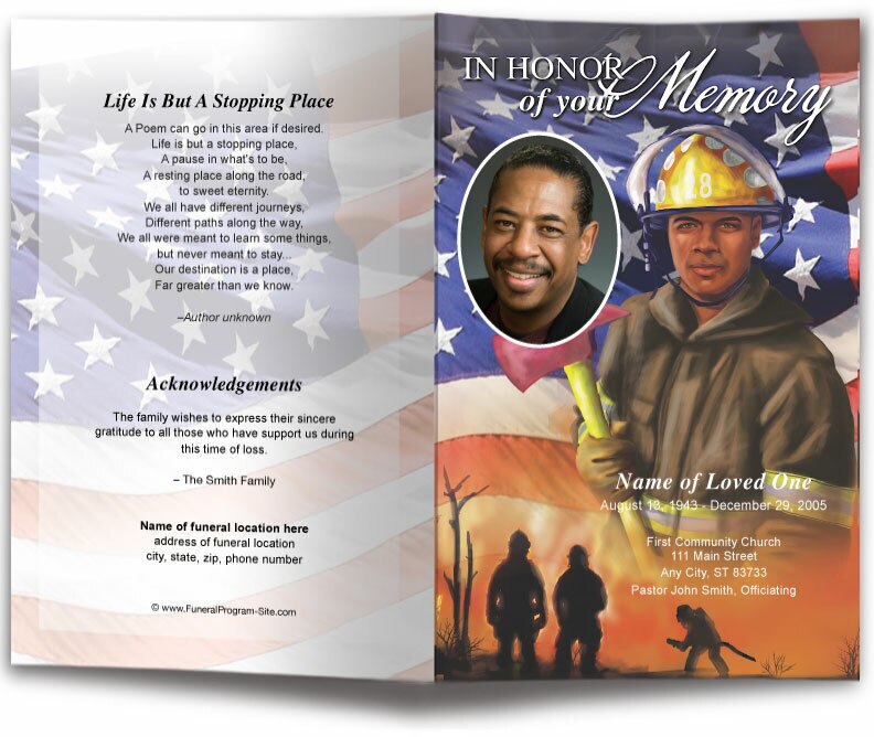 Fireman Funeral Program Template.