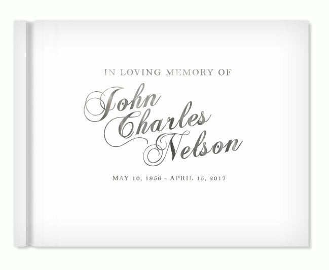 Elegant Name Foil Stamped Landscape Funeral Guest Book.