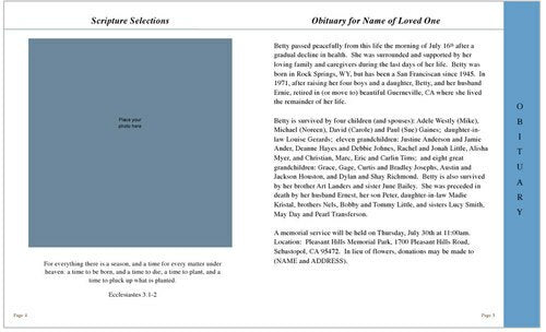 Gardener 8-Sided Graduated Funeral Program Template.