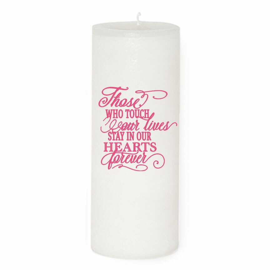 Flowers Cross Personalized Wax Pillar Memorial Candle.