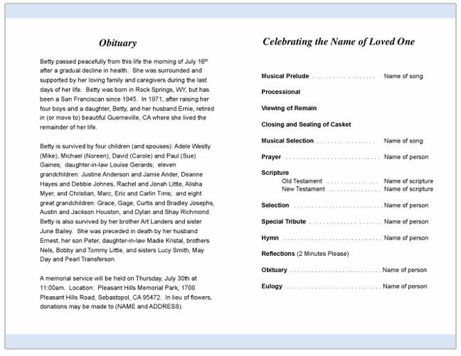 Victoria Funeral Program Template.