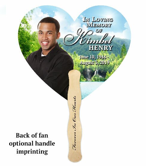 Majestic Lake Personalized Heart Memorial Fan (Pack of 10).