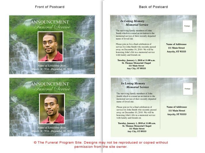 Majestic Funeral Announcement Postcard Template.
