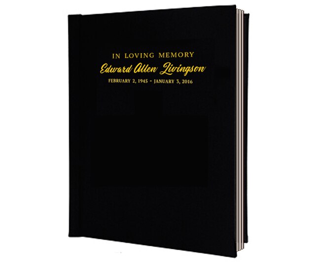 Classic Foil Stamped Portrait Funeral Guest Book.