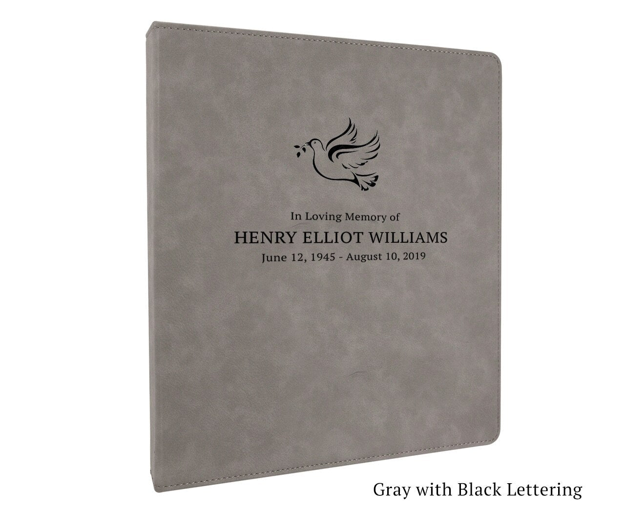 Funeral Guest Book Binder Leatherette Suede Dove of Peace.