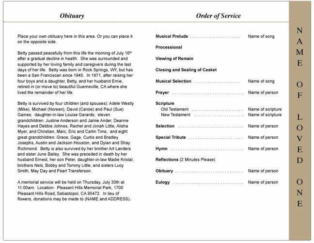 Legacy 4-Sided Graduated Funeral Program Template.