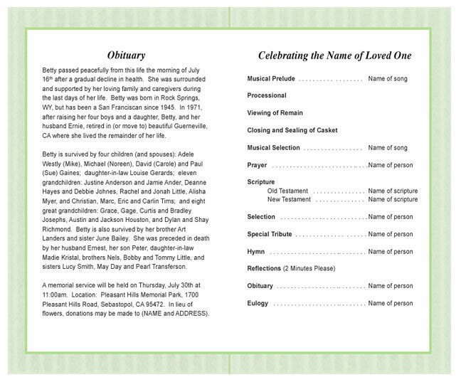 Fresca Funeral Program Template.