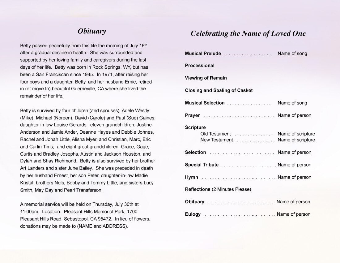 Halo Funeral Program Template.