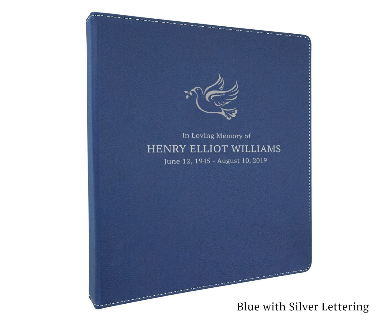 Funeral Guest Book Binder Leatherette Suede Dove of Peace.