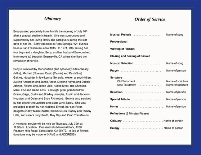 Barbados Funeral Program Template.