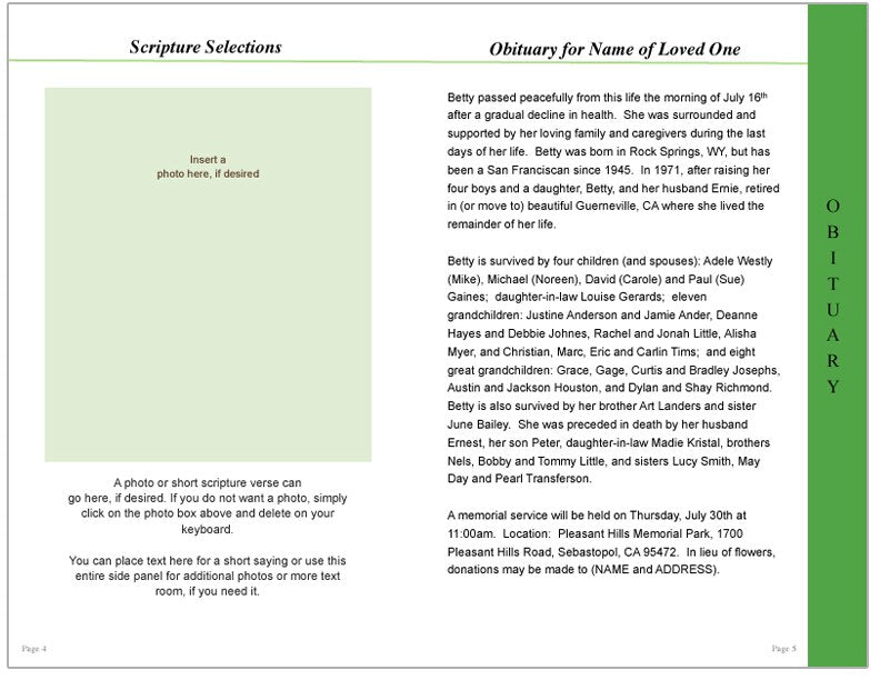 Cascade 8-Sided Graduated Funeral Program Template.