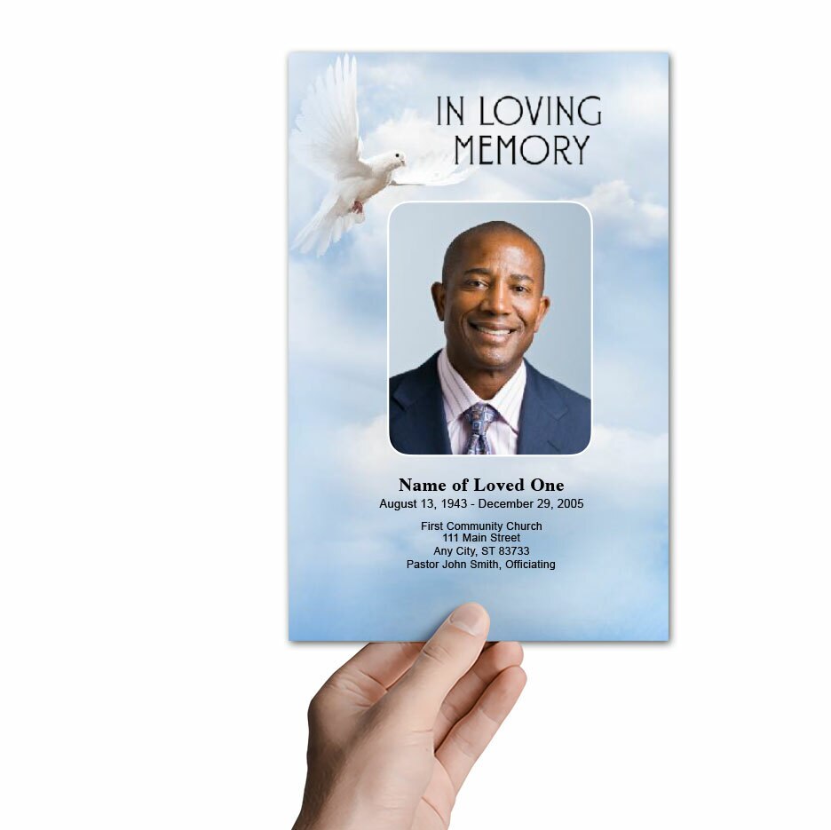 Dove of Peace Funeral Program Template.