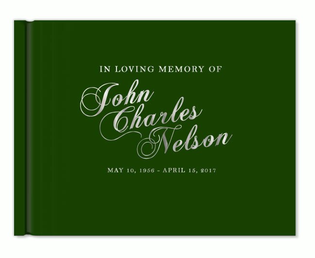 Elegant Name Foil Stamped Landscape Funeral Guest Book.