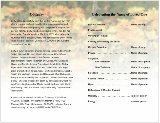 Hope Funeral Program Template.