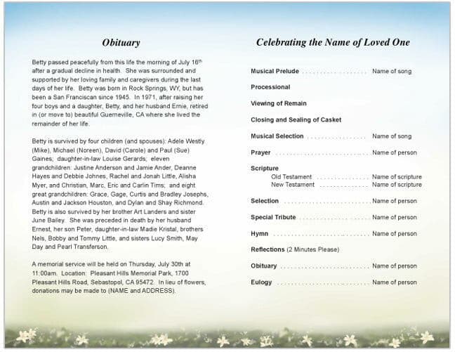 Pillars Funeral Program Template.