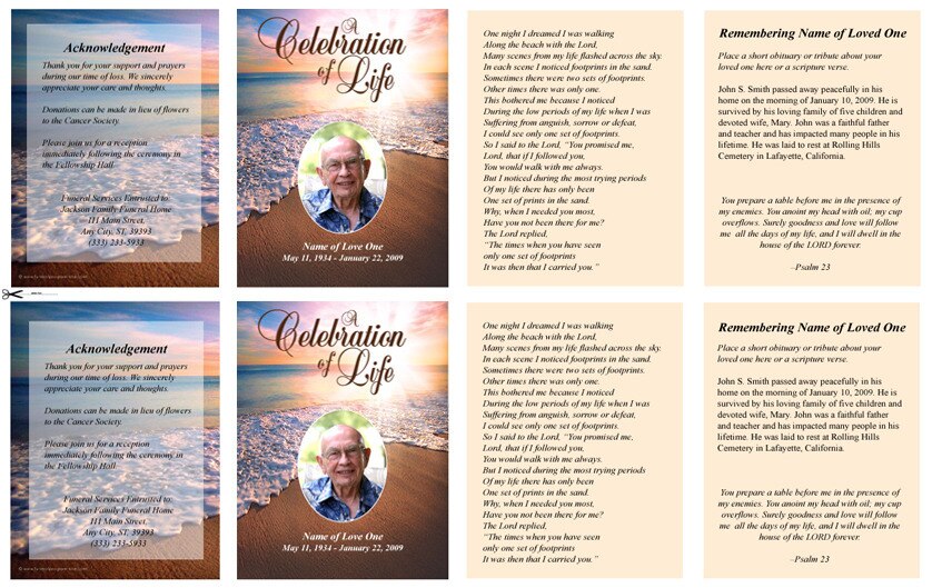 Radiance Small Memorial Card Template.