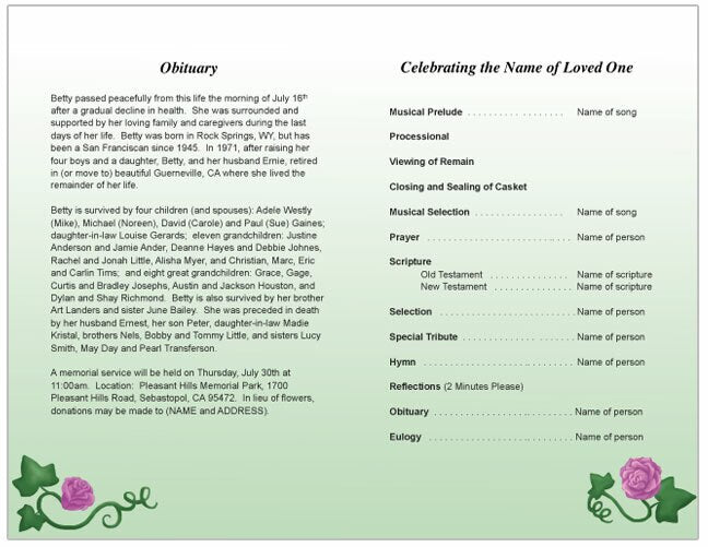 Trellis Funeral Program Template.