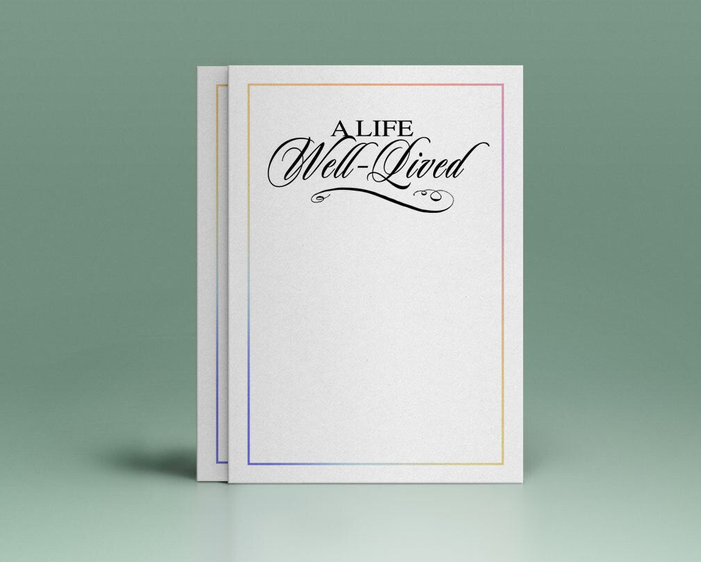 A Life Well Lived Funeral Program Title.