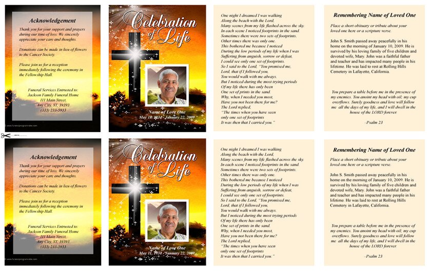 Splendor Small Memorial Card Template.