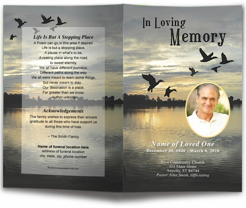 Flight Funeral Program Template.