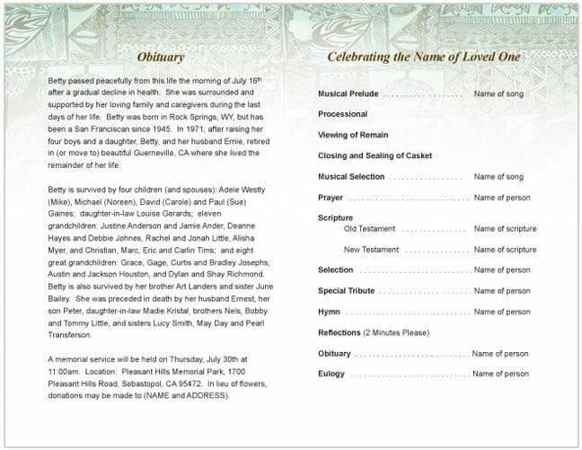 Kwanzaa Funeral Program Template.