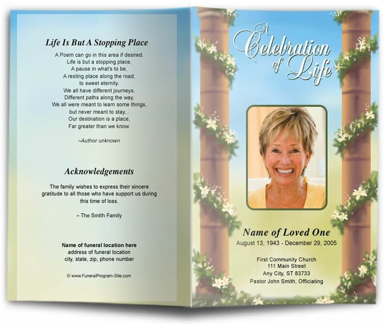 Pillars Funeral Program Template.