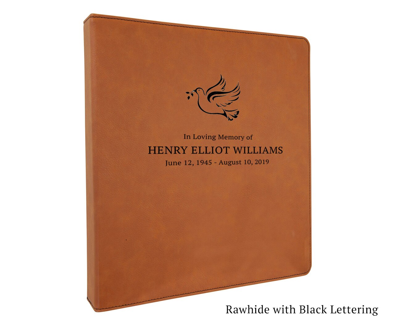 Funeral Guest Book Binder Leatherette Suede Dove of Peace.