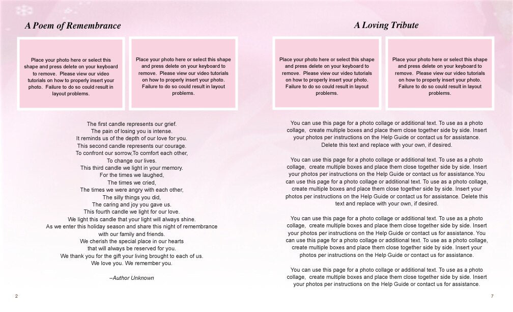 Petals Funeral Booklet Template.