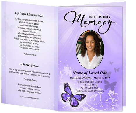 Butterfly Funeral Program Template.
