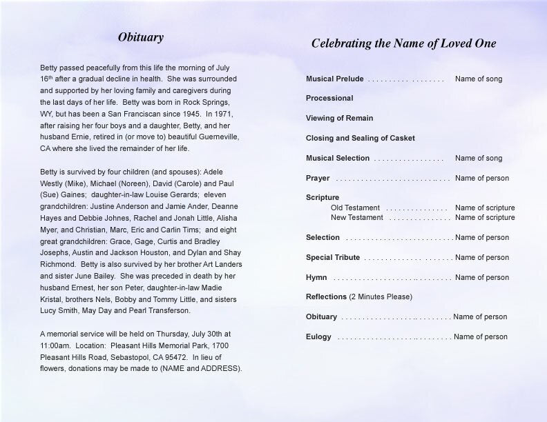 Adoration Funeral Program Template.