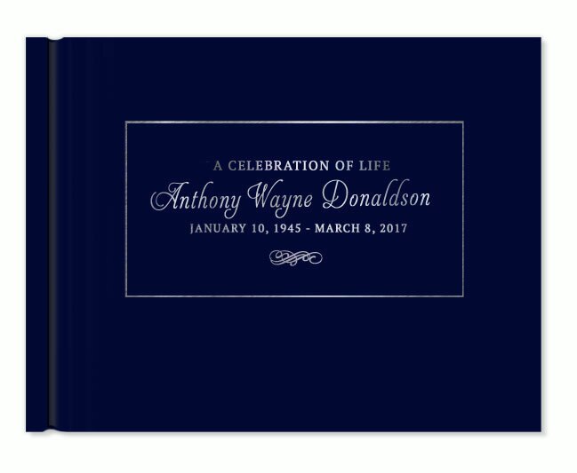 Elegantly Framed Foil Stamped Landscape Funeral Guest Book.