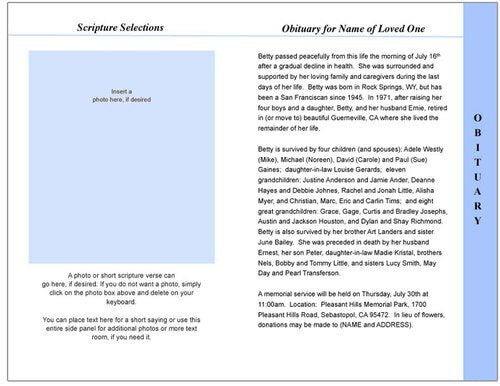 Ivory 8-Sided Funeral Graduated Program Template (Letter Size).
