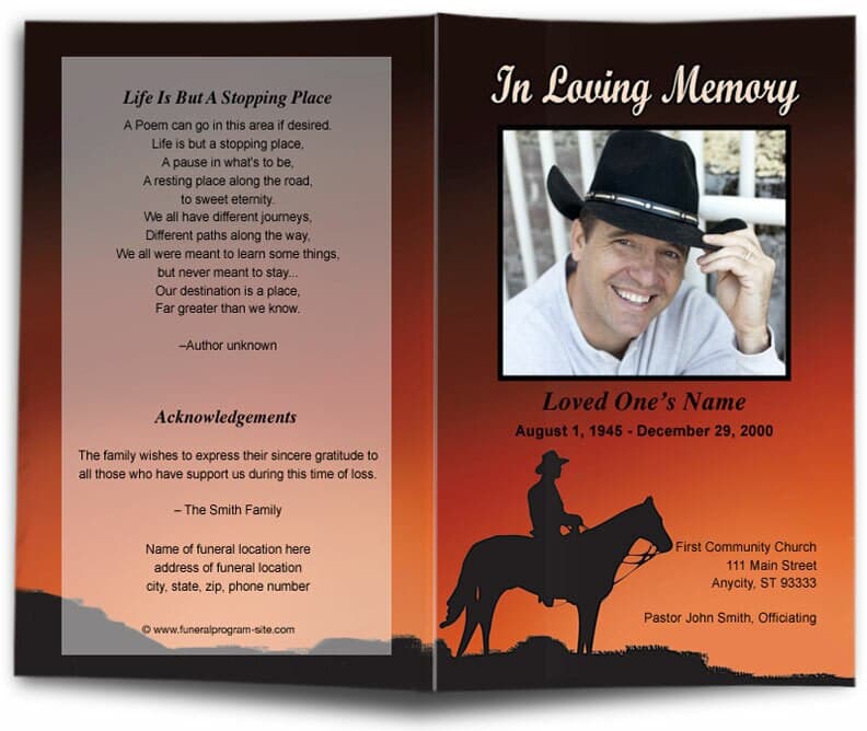Mustang Funeral Program Template.