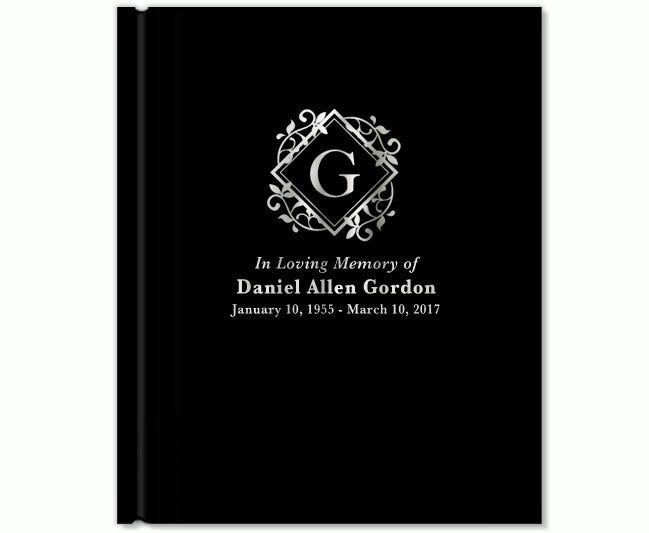 Diamond Foil Stamped Portrait Funeral Guest Book.