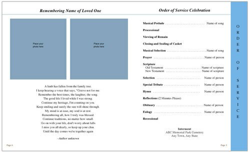 Gardener 8-Sided Graduated Funeral Program Template.